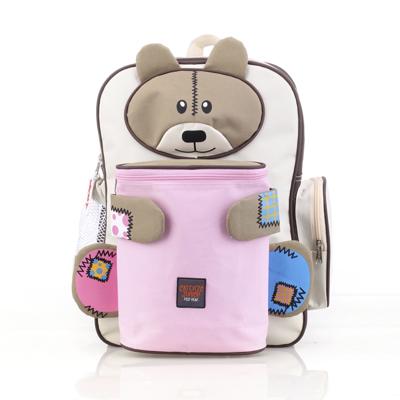 Tas Anak Perempuan Ransel Gendong Anak Sekolah Gambar Beruang CJ3 Cream Teddy Bear