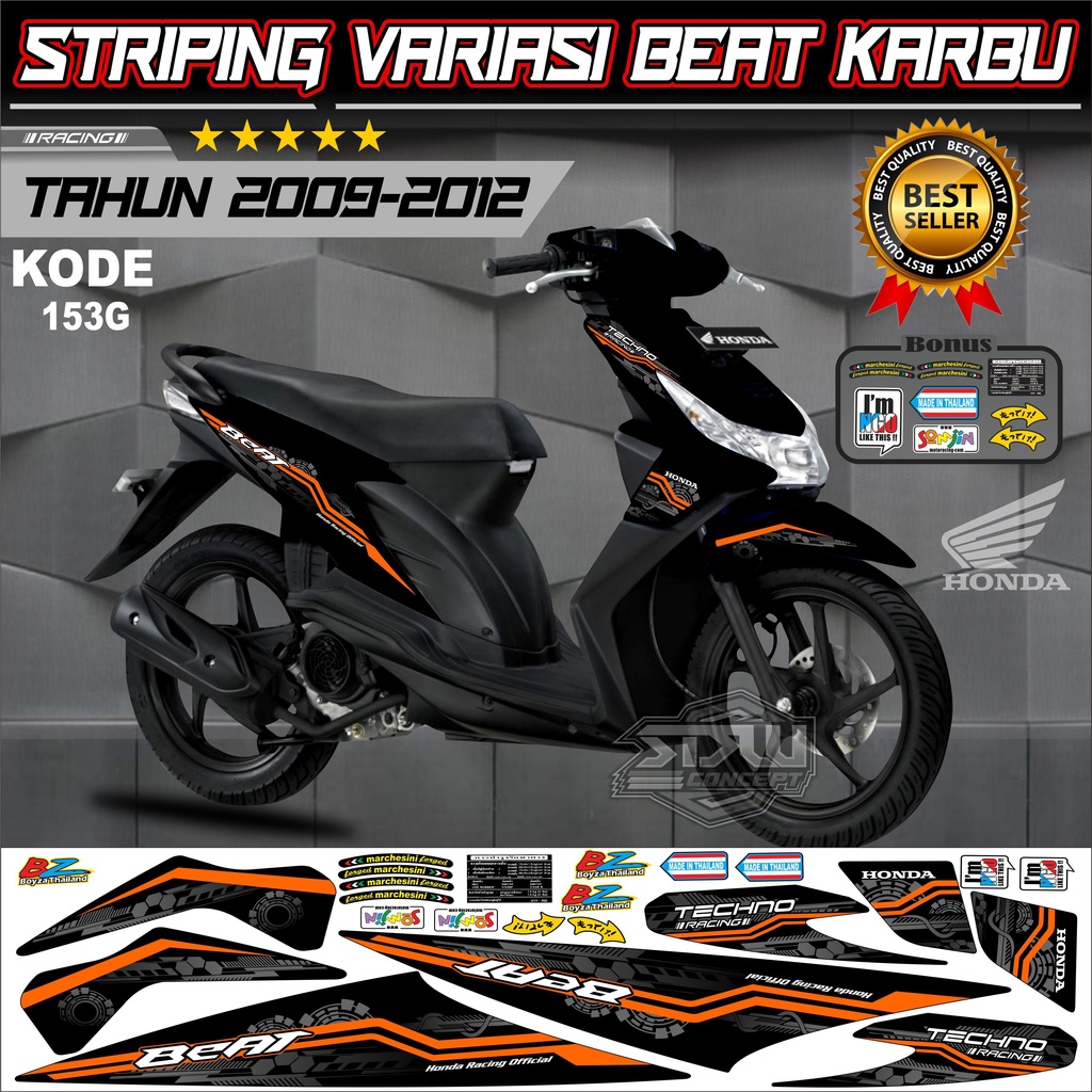 Striping Beat Karbu Stiker Lis Motor Beat Karbu Variasi kode 153