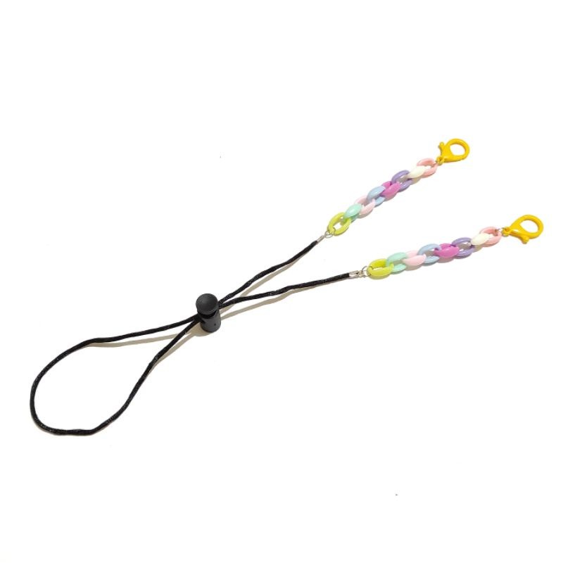 2 in 1 Kalung Strap Mask + Connector Masker Hijab Gratis Stopper Alice Acrilic Chain &amp; Link Rantai