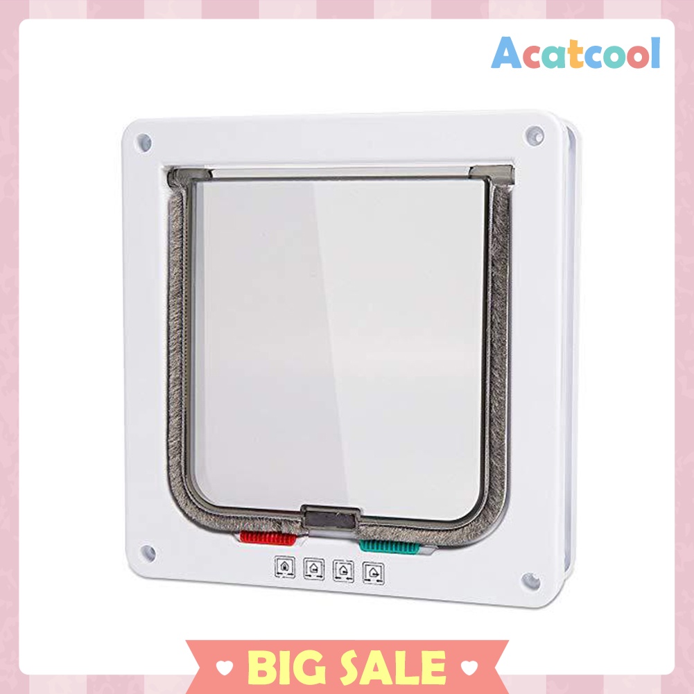 Dog Cat Flap Door with 4 Way Security Lock for Kitten Small Pet Door Gate