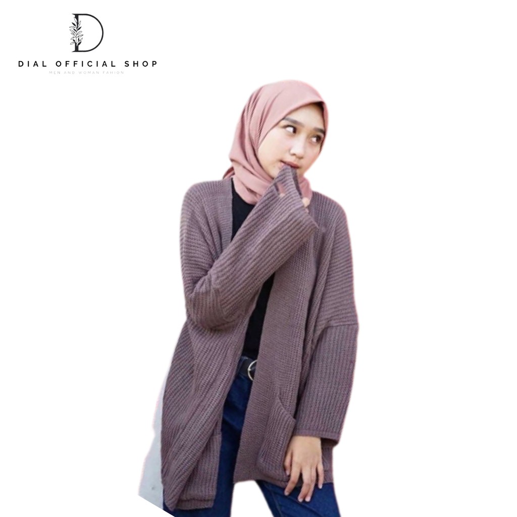 DIAL - Cardigan Rajut Panjang Tebal Loocy 7 Gate Kardigan Wanita-Burgundy