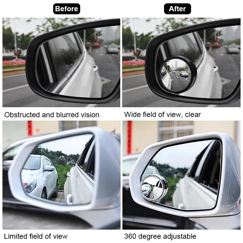 Kaca Spion Blind Spot 360 Derajat HD Wide Angle Adjustable Dengan Suction Cup Untuk Parkir Mobil