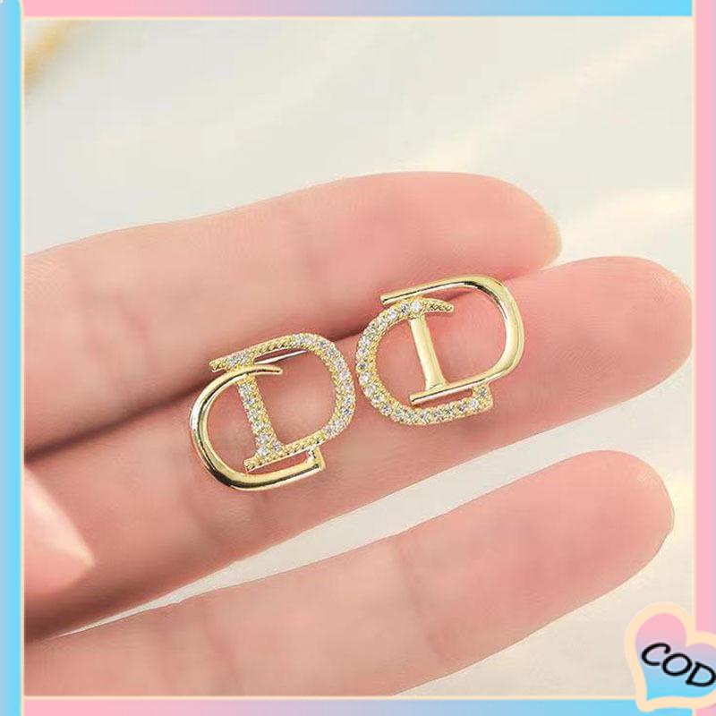 COD❤️ 925 Perak Personalised berlian litto anting -anting niche desain anting -anting waktu sederhana-A.one