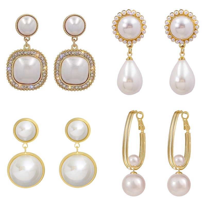 Anting Tusuk Gantung Desain Geometri 3 Layer Hias Mutiaraberlian Imitasi Gaya Korea Untuk Wanita