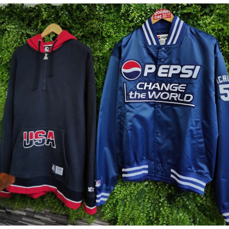 JAKET VINTAGE VARSITY MLB PEPSI X ICHIRO SUZUKI HOODIE STARTER USA ORIGINAL SECOND