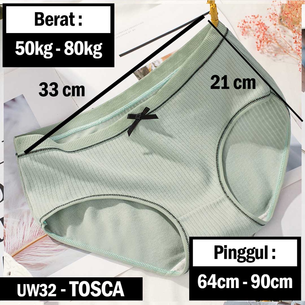 3SP | UW32 Celana Dalam Remaja Wanita Garis Polos Pita List Hitam Fashion Korea Import-Tosca
