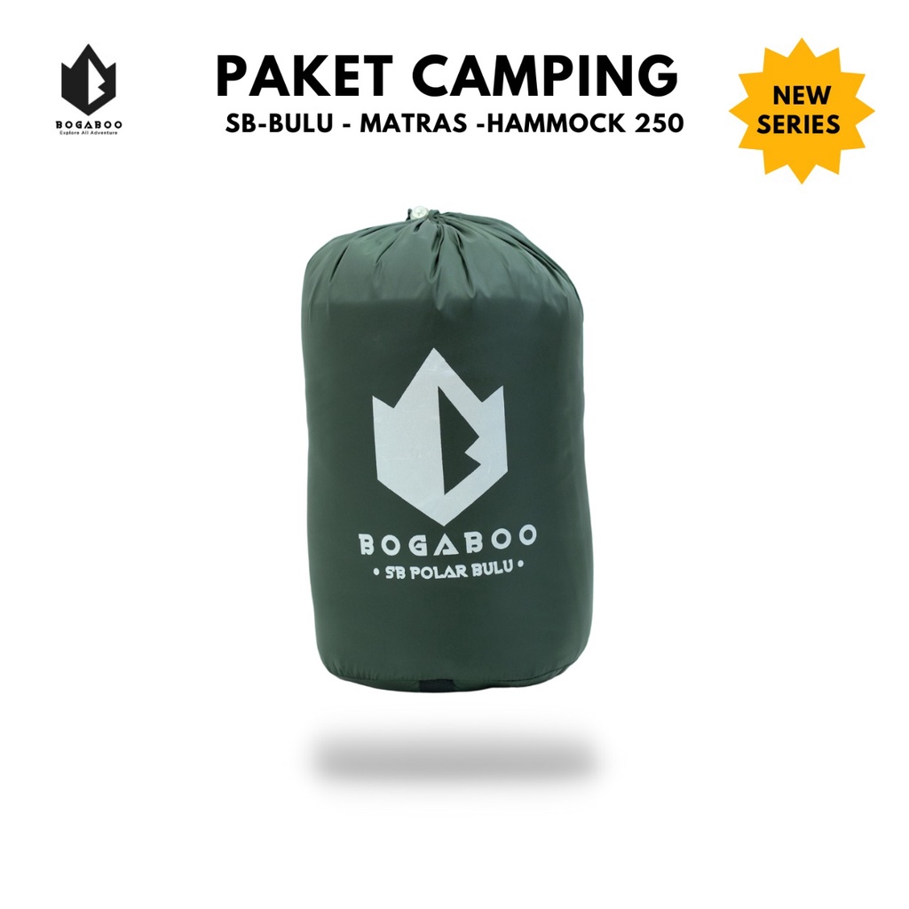 Paket Hemat - Sleeping Bag Polar Bulu BOGABOO + Matras Gunung + Hammok Single - Kantung Tidur