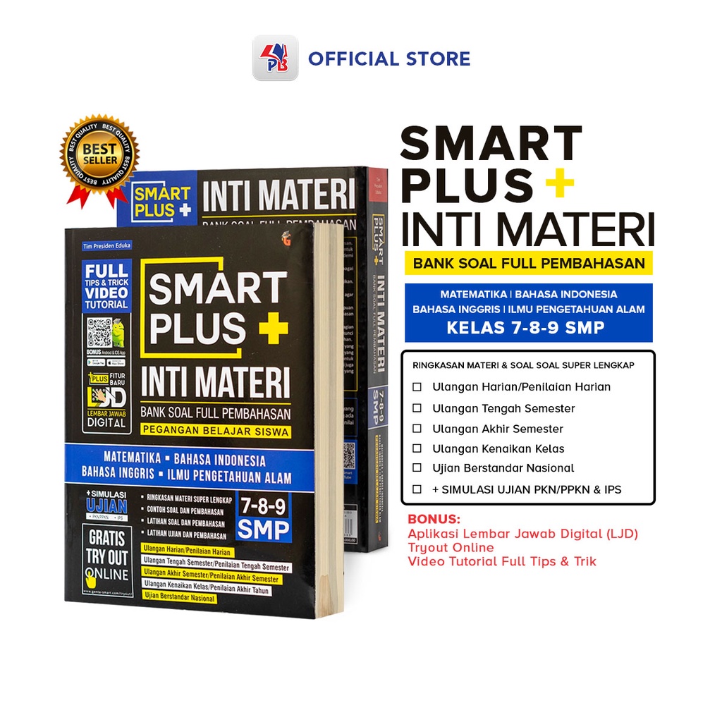 Buku Latihan Soal SMP Kelas 7 8 9 Latihan Smart Plus Inti Materi SMP 7 8 9 Matematika Bahasa Indonesia Inggris IPA Soal Pembahasan-0