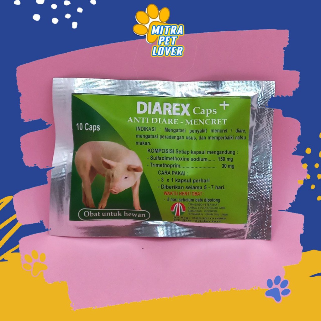 OBAT DIARE BABI - DIAREX PIG 10 CAPSUL - ANTI MENCRET DIARE BABI - KAPSUL ANTIBIOTIK JEPANG ATASI RADANG USUS - PERBAIKI NAFSU MAKAN &amp; IMUN TUBUH - MURAH GARANSI KUALITAS ASLI ORIGINAL - PET ANIMAL- TAMASINDO KESEHATAN &amp; VITAMIN TERNAK HEWAN MITRAPETLOVER