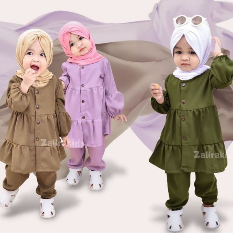 SETELAN ANAK PEREMPUAN 1 - 4 TAHUN / TUNIK ANAK / ONE SET ANAK / BAJU MUSLIM ANAK PEREMPUAN / SETELA