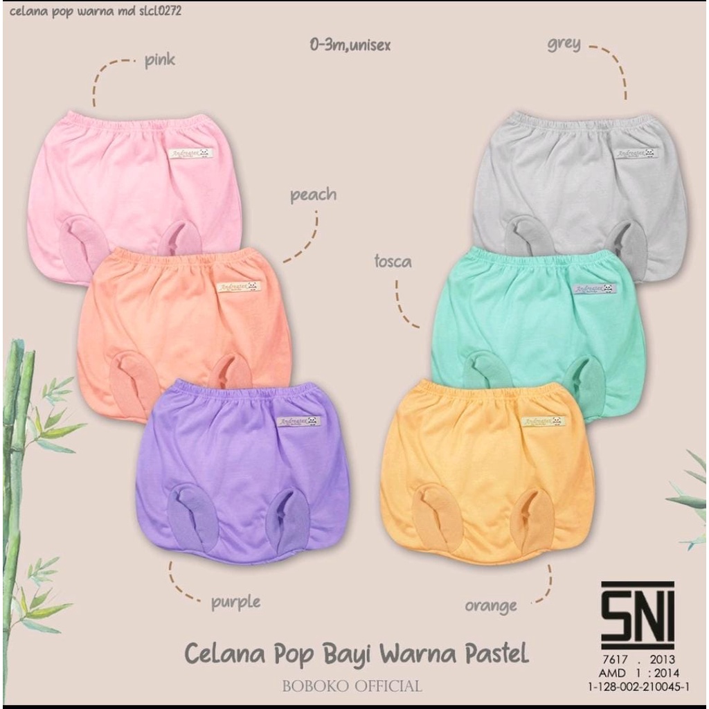 Boboko Celana Bayi Newborn Panjang Pendek Pop Warna Pastel 0-6 bln