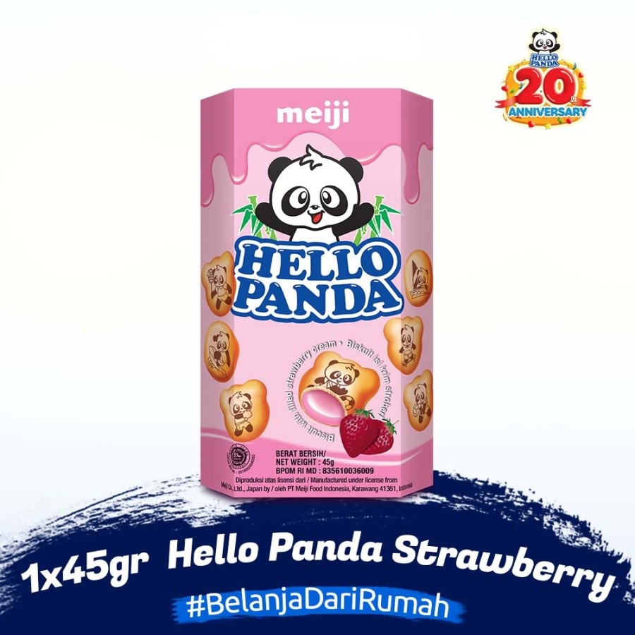 HELLO PANDA MEIJI STRAWBERRY 45GR SNACK STROBERI HALAL