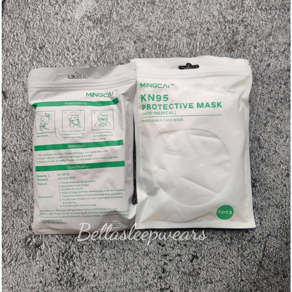 PROMO KN95 MINCAI 5 PC - MASKER KN95 EARLOOP 5PLY PUTIH TALI PANJANG TIDAK SAKIT DI TELINGA