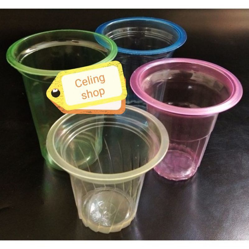 GELAS PLASTIK UKIR WARNA CUP ES CREAM 130 ml isi 50 pcs