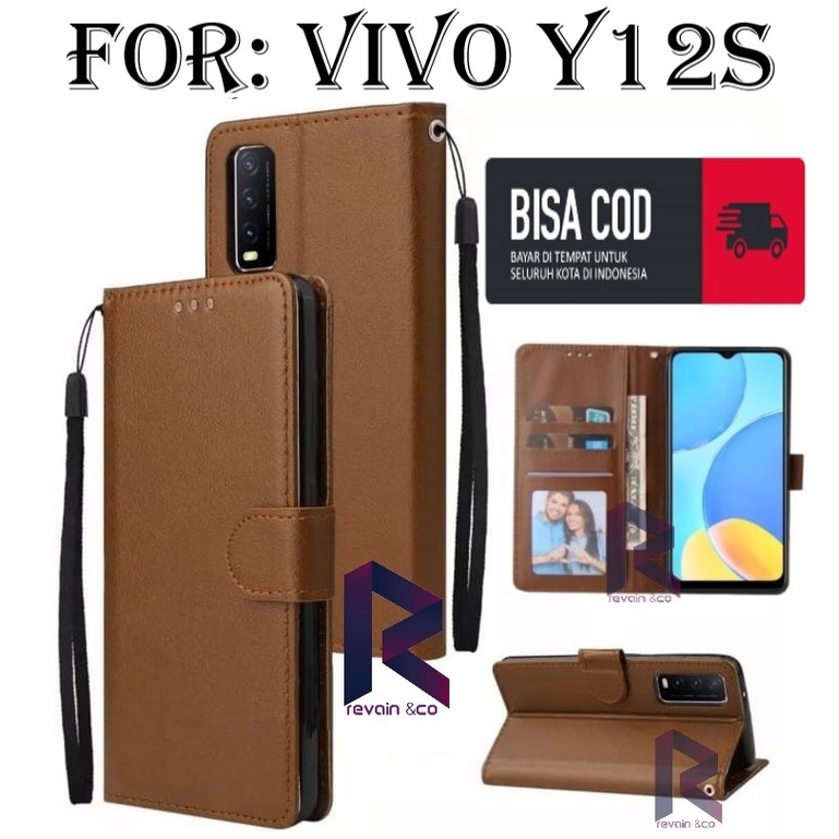 VIVO Y12S CASE FLIP WALLET LEATHER KULIT PREMIUM SARUNG BUKA TUTUP FLIP CASE VIVO Y12S