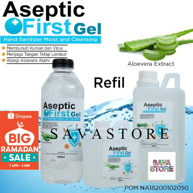 ASEPTIC FIRST HANDSANITIZER GEL 1 LITER KEMASAN REFILL - ECER GROSIR [COD]