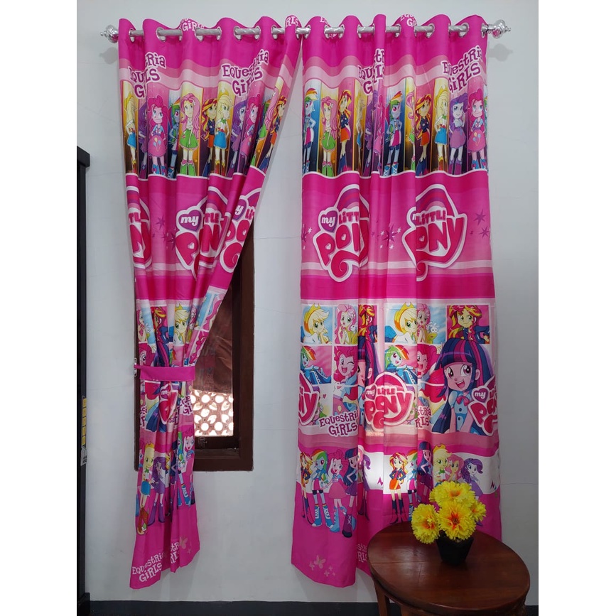 [HUSNA COLLECTION] Gorden Kuda Poni/ Gorden Anak Perempuan / Gorden Unicorn Pink Bahan Katun