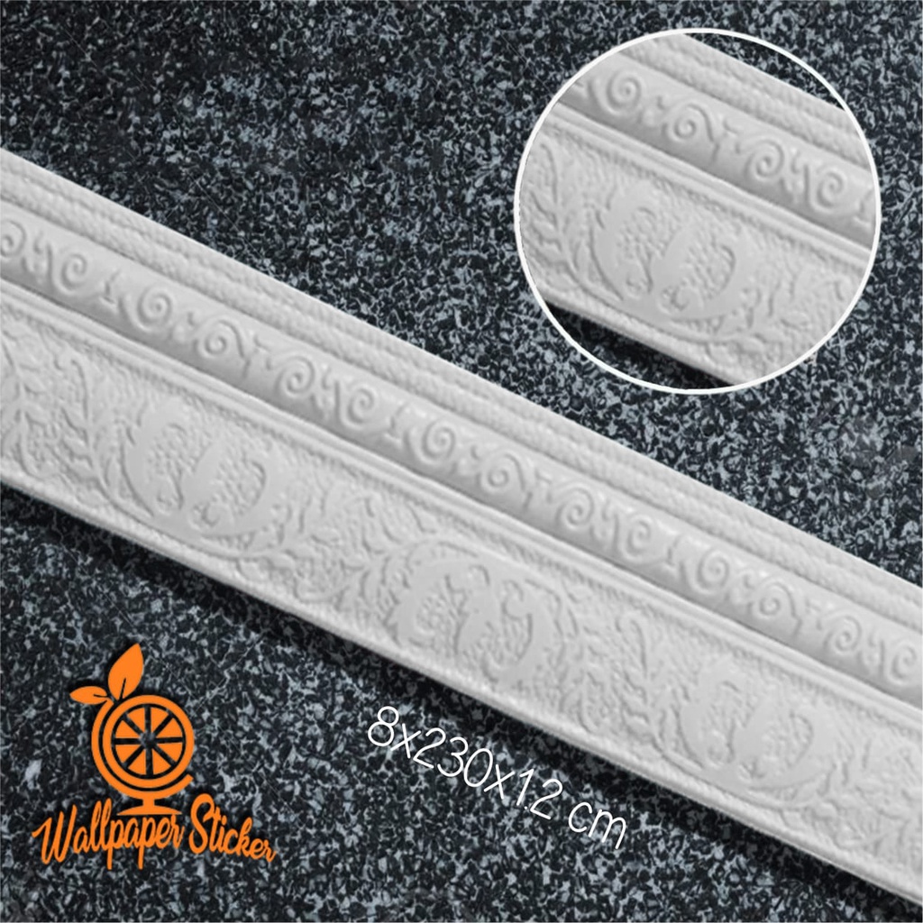 List Profil Foam List border foam List timbul 3D Moulding Dekorasi Dinding Plafon Vintage Borders 8Cm X 2,2 Meter List Wallpaper Foam-2