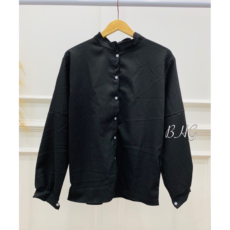 1 KG 6 PCS | RUFI KEMEJA LENGAN BALON /  ATASAN WANITA / JUMBO / KEMEJA WANITA / DEALOVA-RUFI HITAM MOSCREP