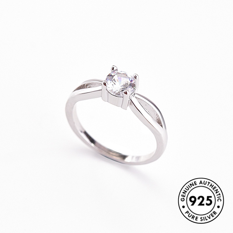 Cincin Berlian Bahan S925 Silver Untuk Pasangan