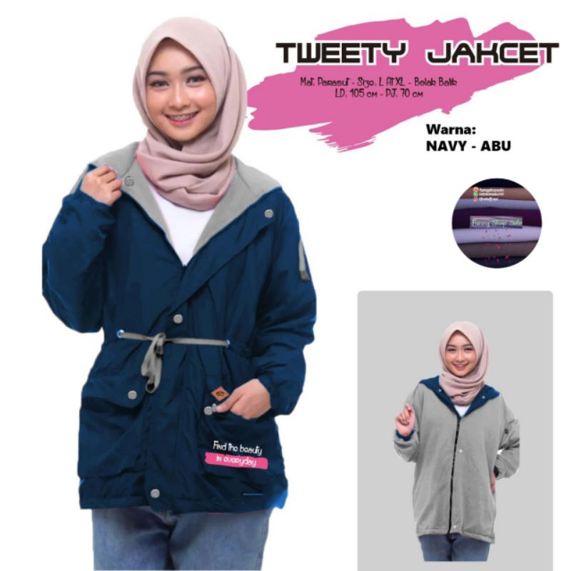 TWEETY JACKET BEAUTY  WOMEN / WOMEN PARKA JACKET / JAKET PARKA BOLAK BALIK / JAKET PEREMPUAN PREMIUM