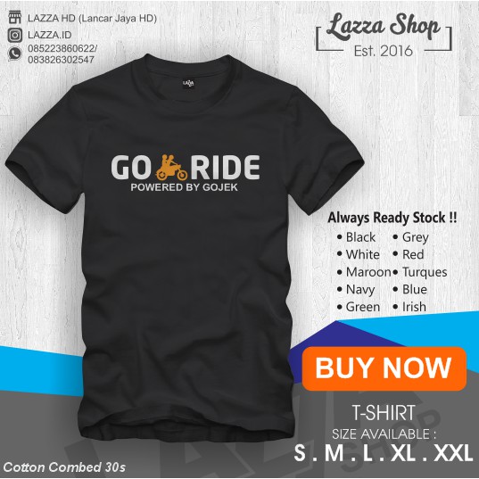 Kaos / Baju / T-shirt Go Ride Powered by Gojek Distro Keren Murah   -laksana cloth