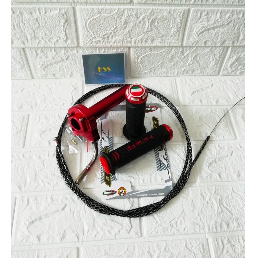 Gas Spontan 1 Kabel + Handgrip Jalu + 1 Kabel Gas Serat = Beat Karbu, Jupiter Z, Supra X, Mio Sporty