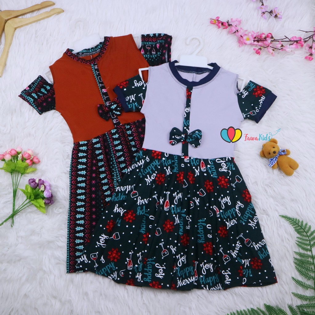 (NATAL) Dress Sabrina uk 4-7 tahun -  Dres Baju Gaun Anak Perempuan Harian Pesta Kids Adem Murah