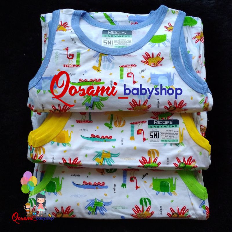 RIDGES 3 pcs Kaos Buntung Bayi Motif Uk S, M, L, XL SNi