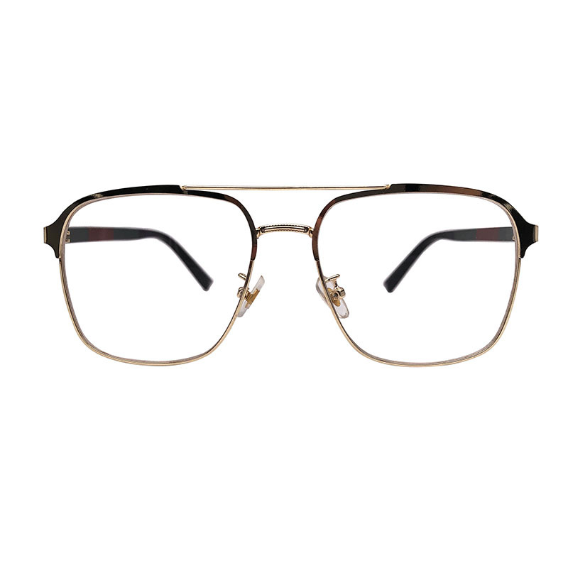 (YUZHU) Vintage Fashion Metal Frame Eyeglasses Aviator Eyeglasses Untuk Pria Oversized Square Kacamata Anti Radiasi Untuk Laki-Laki