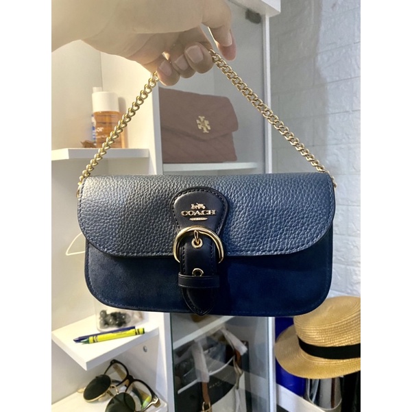 preloved coach kleo xbody mini blue - like new