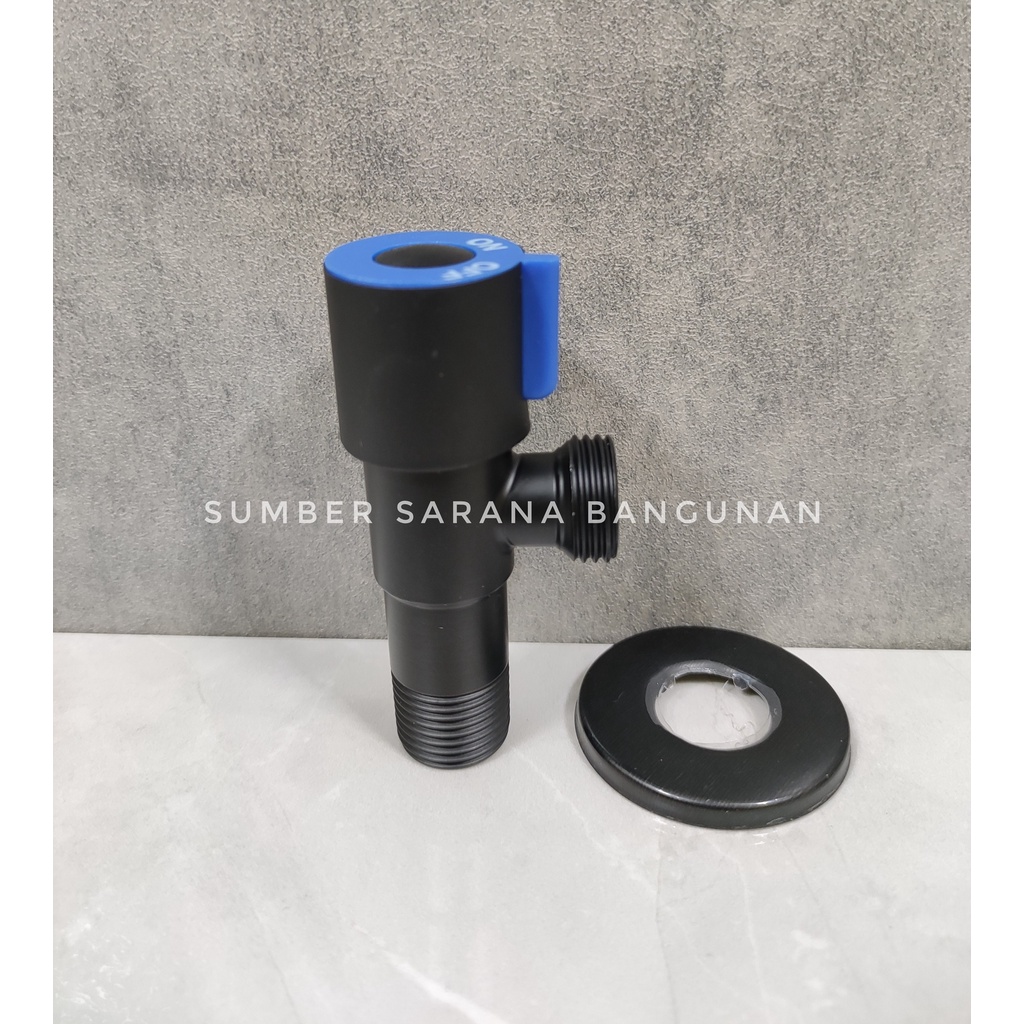 Stop Kran Hitam Stainless Single Double / Stop Keran Tee Cabang Black