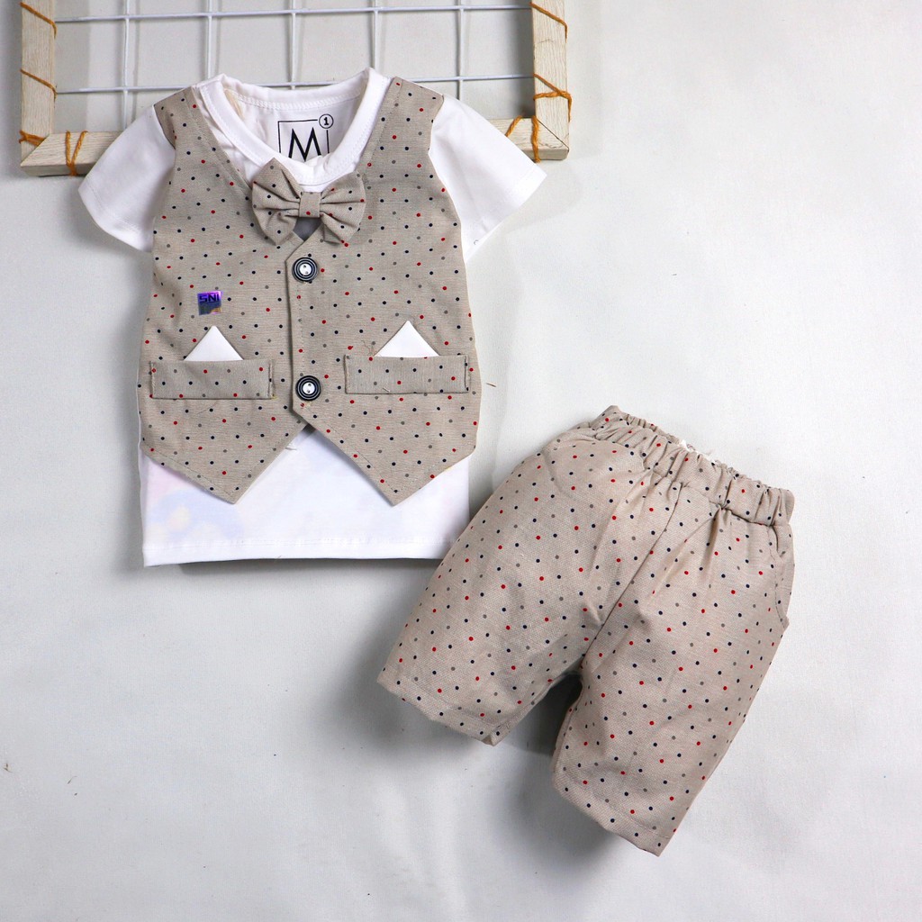 Nuna Store Motif Rompi Polkadot 123 Part II Usia 6 bulan- 3 Tahun / Setelan Baju Rompi Anak Bayi Laki-laki Cowok