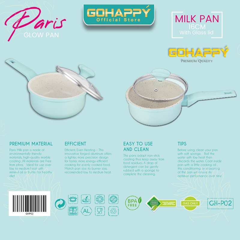 Panci Glowpan milk pan 16cm Paris Glowpan GOHAPPY GHP02 Milk pan - panci susu anak bayi mpasi