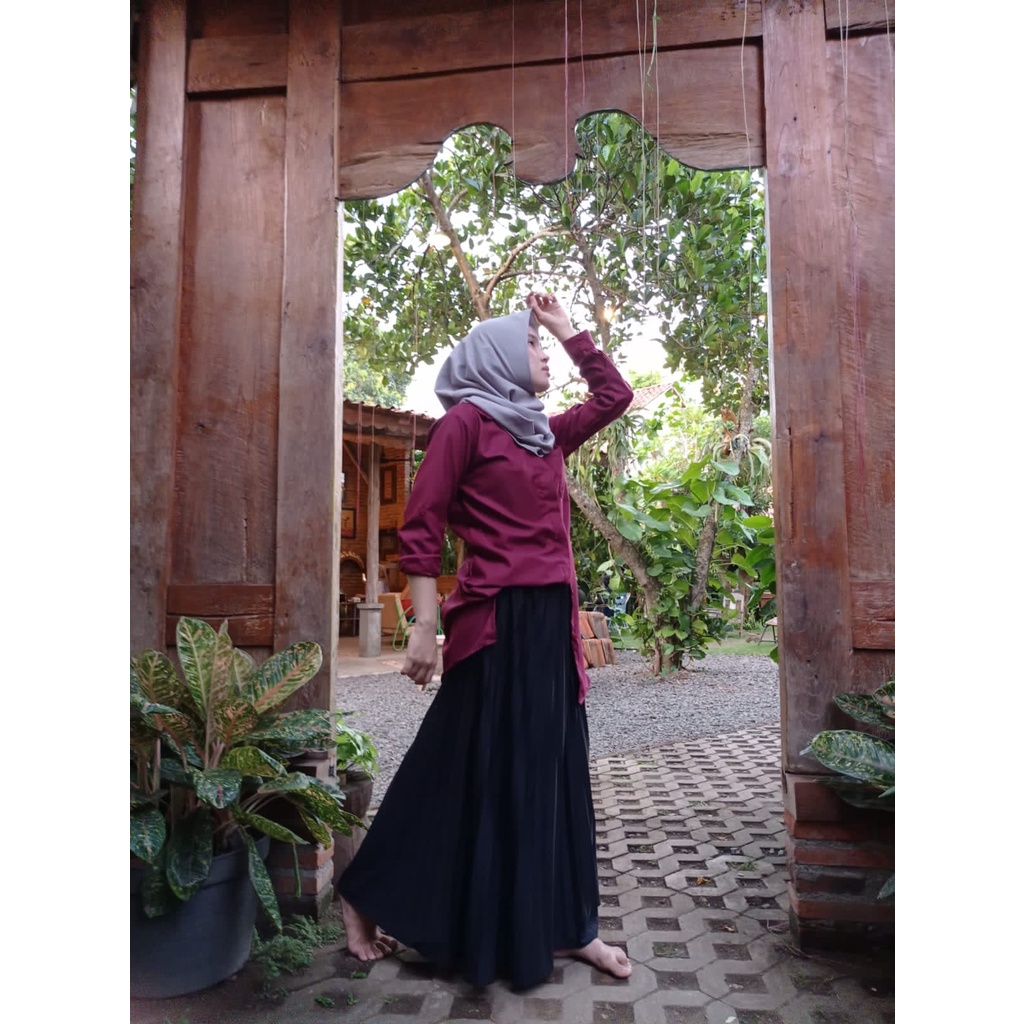 Kemeja Wanita Polos Tunik Baju Kerja - Kemeja Wanita Ukuran M L XL Bahan Toyobo Baju Santri