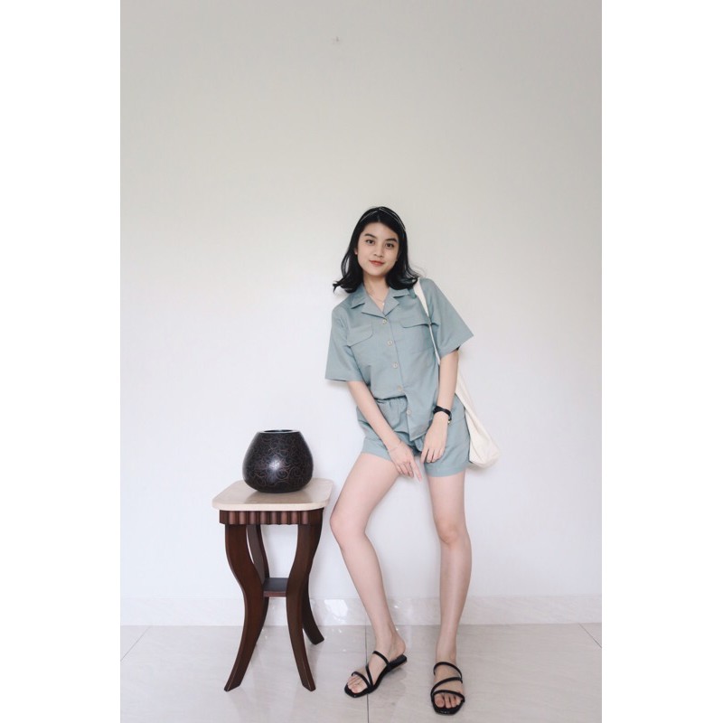 Aleria Linen Set- Setelan Wanita, Setelan Kasual, Setelan Bigsize, Set Wanita Setelan Linen