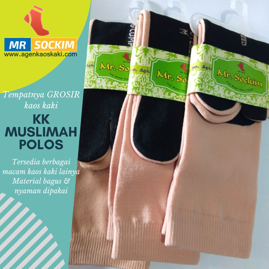 Kaos kaki Muslimah Jempol Polos bahan Nylon Spandek Pendek Panjang