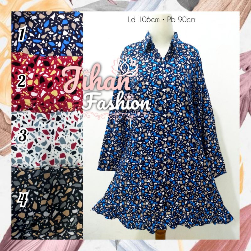 TUNIK TWILL RAYON MOTIF REMPEL BAWAH, BISA COD