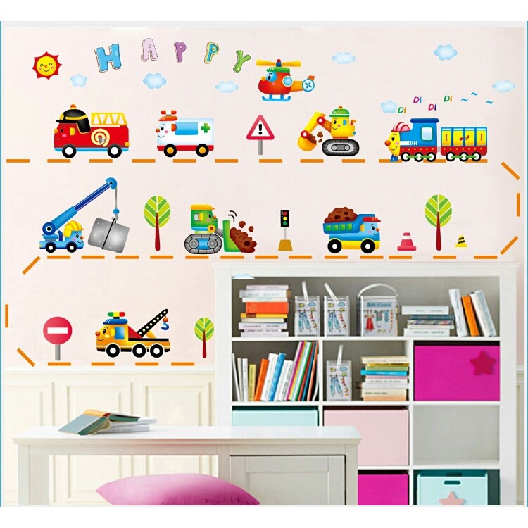 RELIZA WALL STICKER MOBIL TRANSPORTASI TRUCK ANAK CAR KID XY 8105 STIKER DINDING