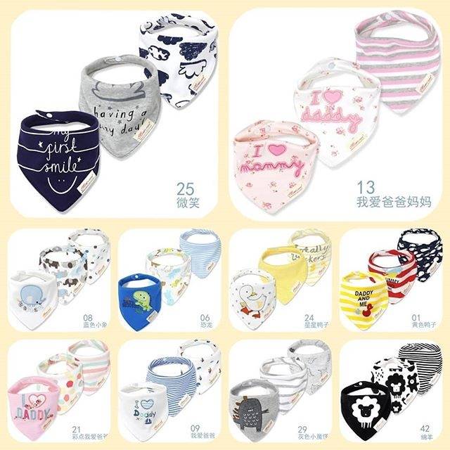 Slabber Segitiga Moms Care / Triangle Bibs Import / Celemek makan bayi