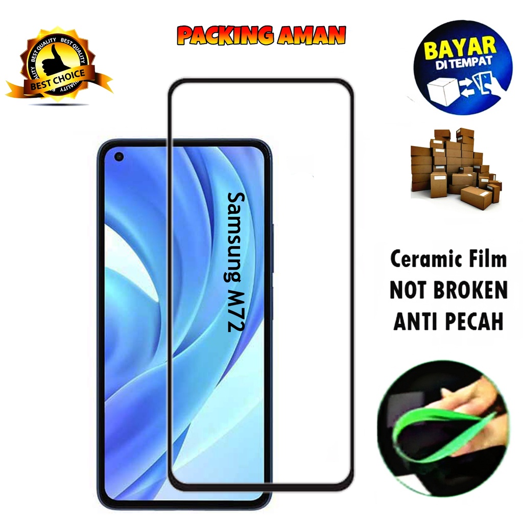 Tempered Glass Samsung Galaxy M72 4G FULL COVER FULL SCREEN Ceramic Film Anti Gores