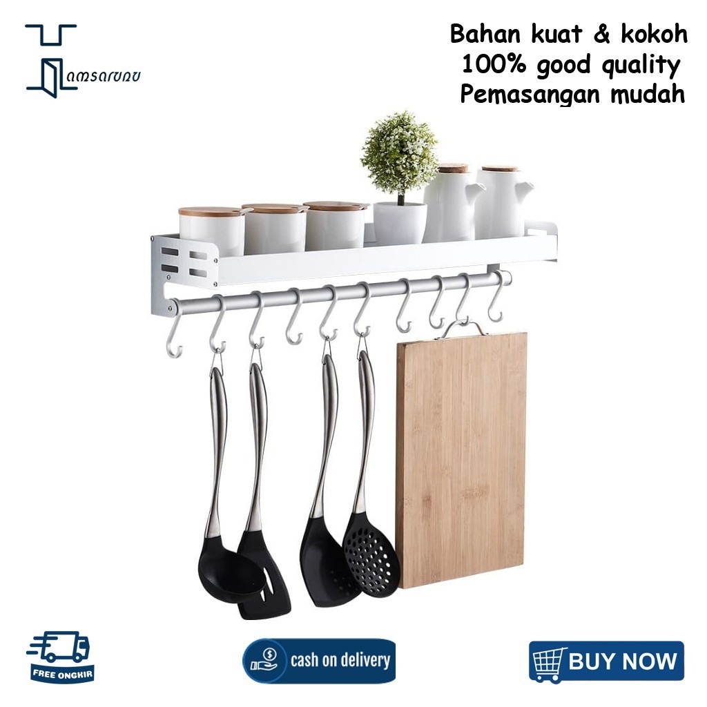 Harga Pabrik Rak Dinding Serbaguna Dapur Bumbu Perlengkapan Mandi Minimalis Hm23 Aluminium Kokoh Portable NJXlJgf16nEYj