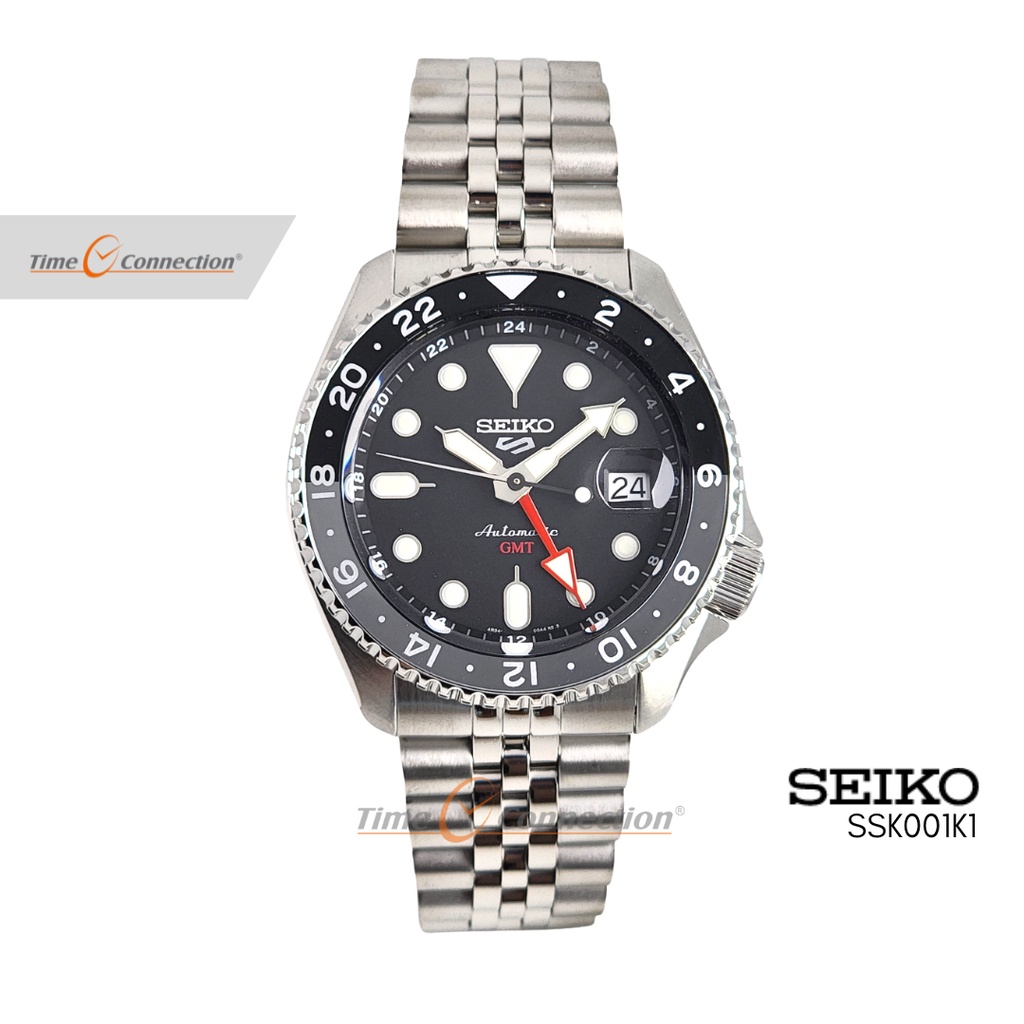 seiko 5 ssk001k1 gmt series black grape automatic original   jam tangan pria stainless steel    seik