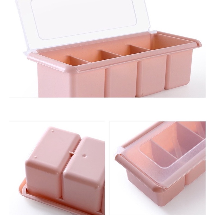 Tempat bumbu persegi panjang 4 sekat 4in1