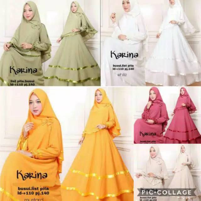 syari jumbo murah Karina Syari Jersey adem premium / gamis lebaran ibu ibu