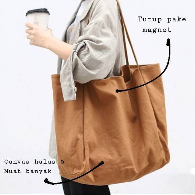 Nudie Bag TOTEBAG CANVAS BESAR POLOS SUEDING TEBAL LEMBUT MODEL TAS BAGGY