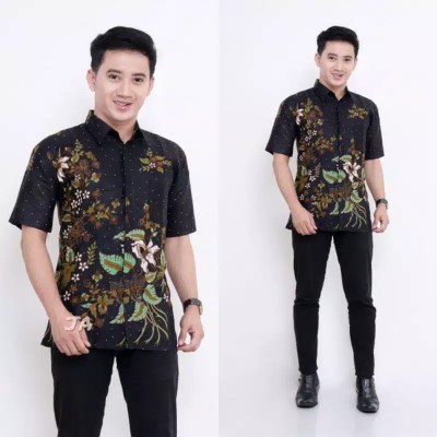 Hem Batik Pria Pendek Lawasan Sogan/pari Sulur/parang Black/merak Papua Ori By Batiek Berkah