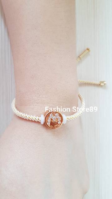 Gelang tali inisial/ gelang charm tali / gelang inisal nama tali titanium import / gelang serut tali