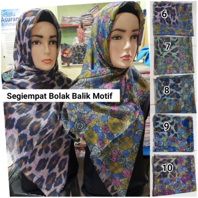 Segiempat Bolak Balik Katun Linen Two tone Hijab Jilbab Square Bolbal