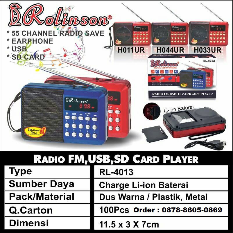 Speaker Mp3 Player Rolinson RL4013 FM Radio Cocok Untuk Murottal Quran